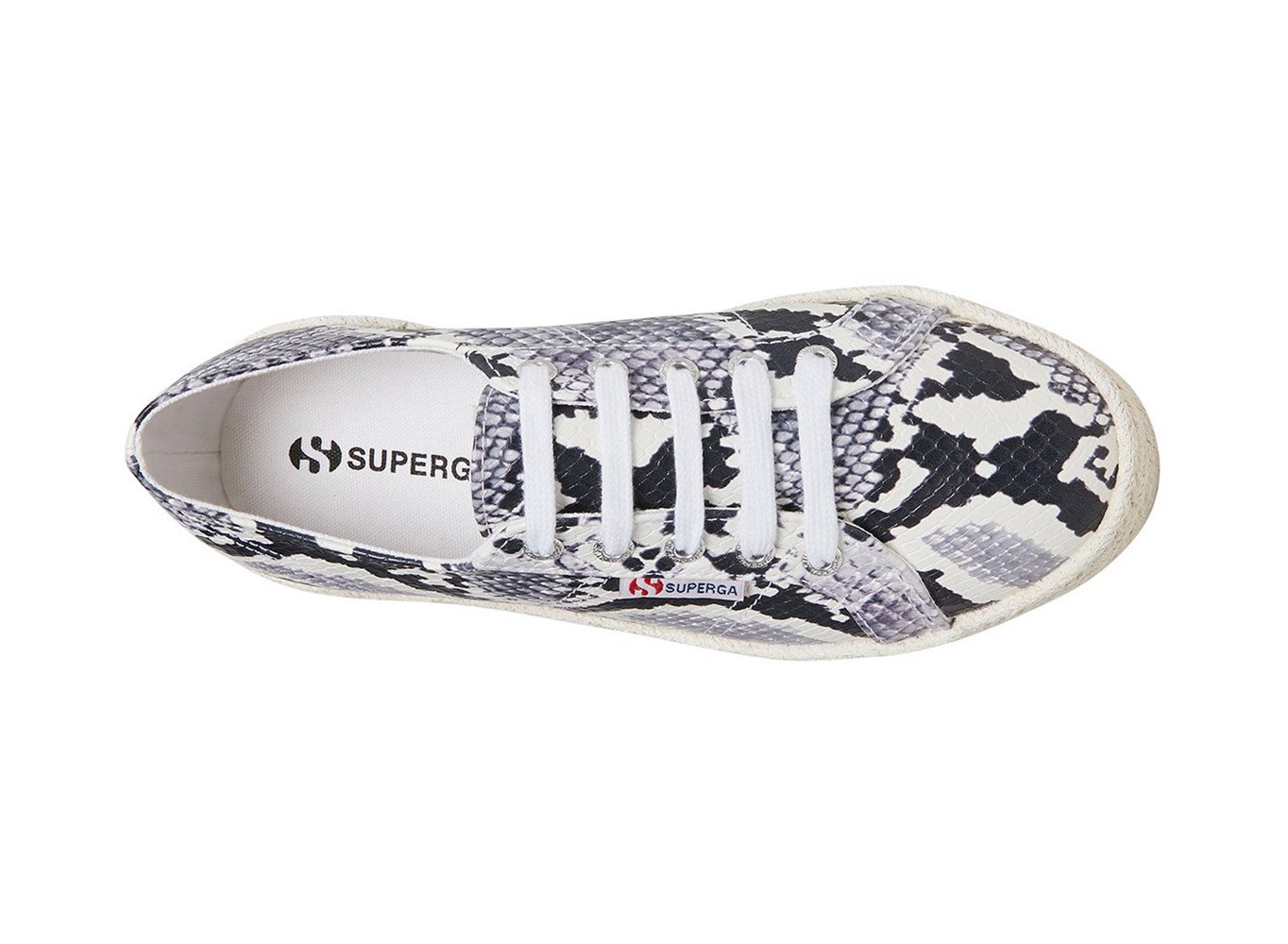 Superga Platform Womens - 2730 Pufanropew - Black/White/Snake - ZMWNC1394